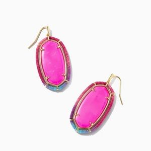 Threaded Elle Gold Drop Earrings in Pink Mix